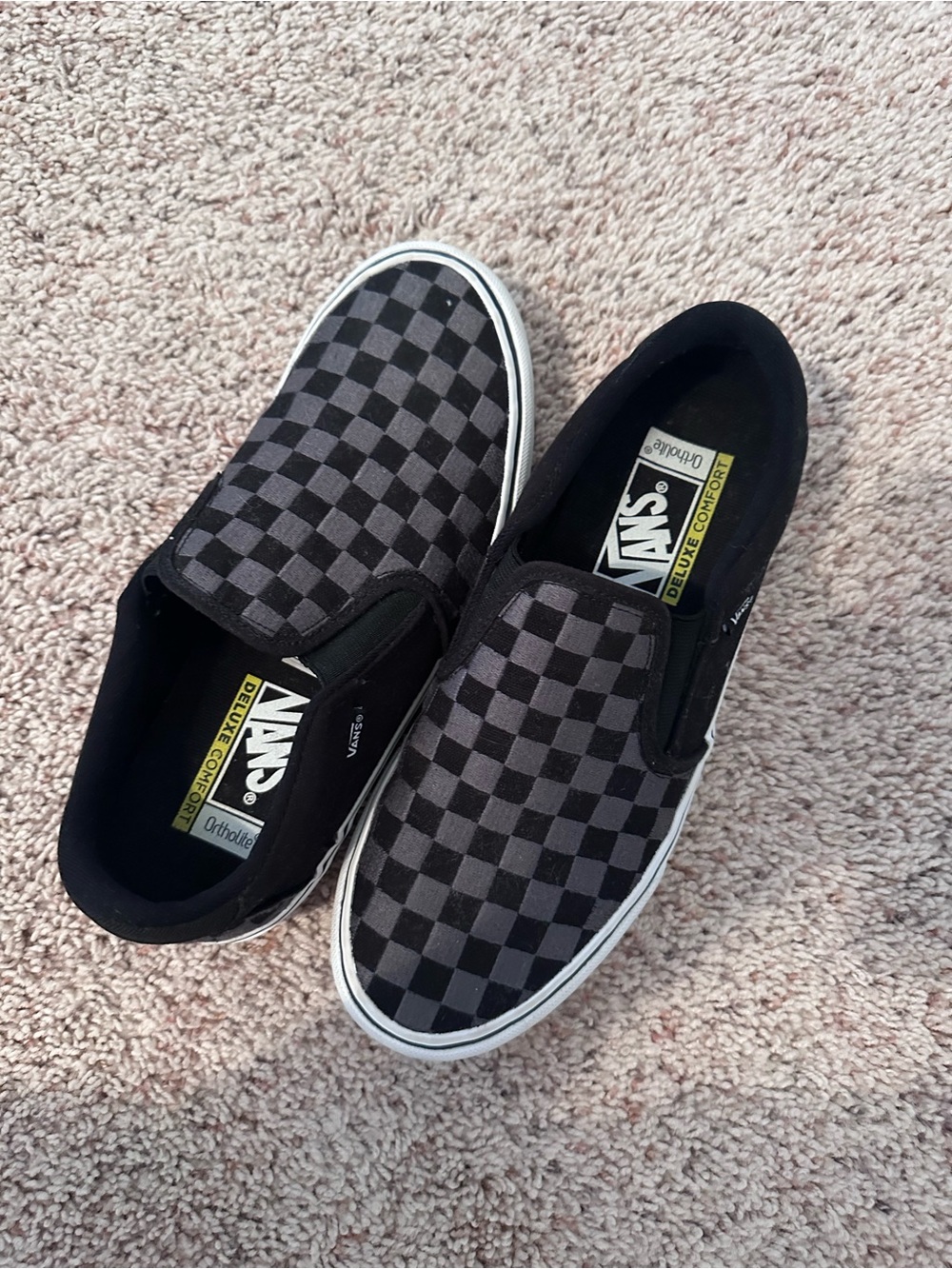 Vans Slip-On Checkerboard Loafers in Black and Gray
